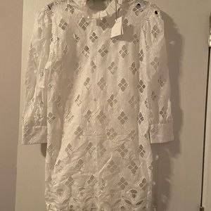 White lace linen dress